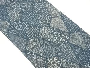 縮緬地型染切り嵌め風古典柄尽くし模様名古屋帯